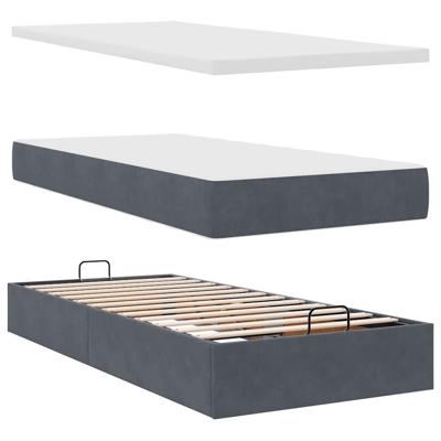 Ottoman bed met matras 140x190cm fluweel donkergrijs