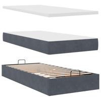 Ottoman bed met matras 140x190cm fluweel donkergrijs - thumbnail