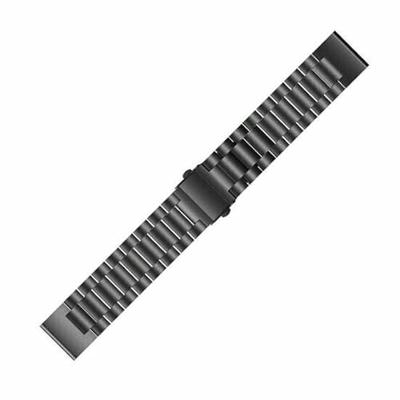By Qubix - Stalen schakelband - Zwart - Compatible met Garmin Instinct 3 / Instinct E - 45mm - Compatible Garmin bandje - Bandbreedte: 22mm