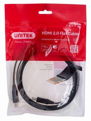 UNITEK KABEL HDMI 2.0 4K60HZ, PLAT, 2M, C11063BK-2M