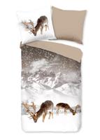 Good Morning Dekbedovertrek "herten in winterlandschap" - Zand - (200x200 cm) - Katoen Flanel - thumbnail
