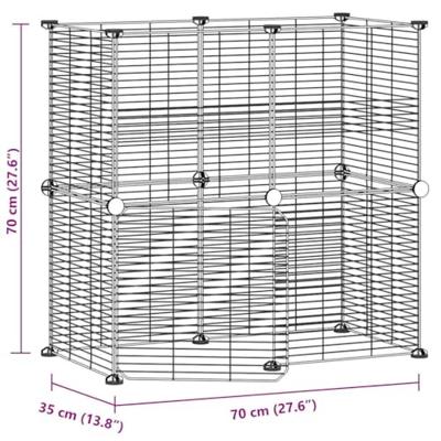 VidaXL Huisdierenkooi met deur 12 panelen 35x35 cm staal zwart - thumbnail