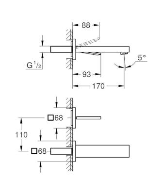 GROHE Eurocube Joy waterbesparende afbouwdeel voor inbouw wandkraan M size met sprong 17.1cm chroom 19997000
