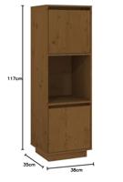Hoge kast 38x35x117 cm massief grenenhout honingbruin - thumbnail