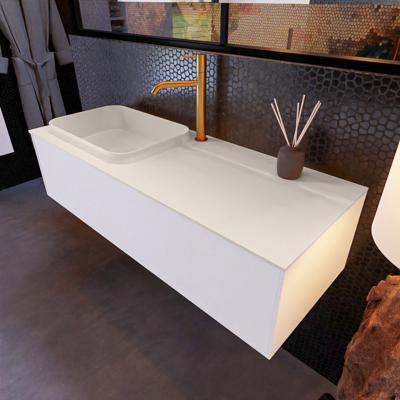 Badkamermeubelset Mondiaz Erin 120 cm met 1 Lade met RIDGE Wastafel Links Linen met 1 kraangat Greeploos Mat Carrara Badkamermeubelset Mondiaz Erin 120 cm met 1 Lade met RIDGE Wastafel Links Linen met 1 kraangat Greeploos Mat Carrara