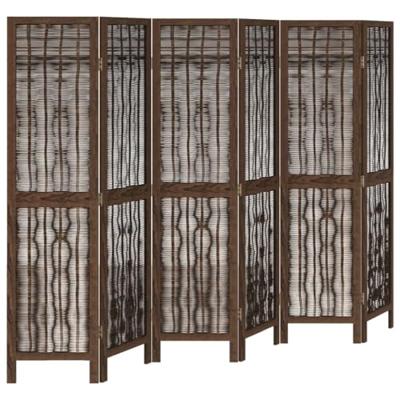 Kamerscherm met 6 panelen massief paulowniahout donkerbruin