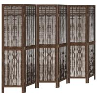 Kamerscherm met 6 panelen massief paulowniahout donkerbruin - thumbnail