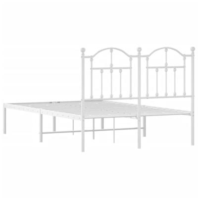Bedframe met hoofdbord metaal wit 120x200 cm