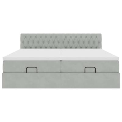 Ottoman bed met matrassen en LED's 180x200cm fluweel lichtgrijs