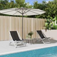 Strandstoelen inklapbaar 2 st aluminium en textileen zwart - thumbnail