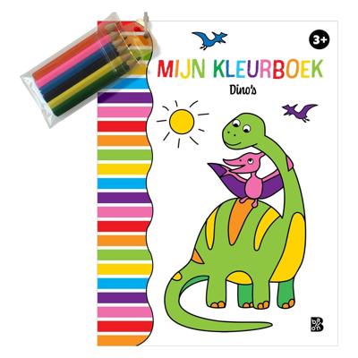 De Ballon Ballon kleurboek dino's met 6 kleurpotloodjes