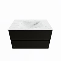 MONDIAZ VICA-DLUX 80cm badmeubel onderkast Urban 2 lades. Inbouw wastafel CLOUD midden 1 kraangat, kleur Opalo. - thumbnail