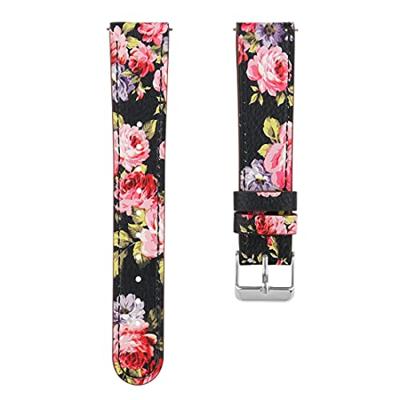Fitbit Versa 1 / 2 & Lite leren bandje - Bloemenprint roze
