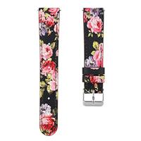 Fitbit Versa 1 / 2 & Lite leren bandje - Bloemenprint roze - thumbnail