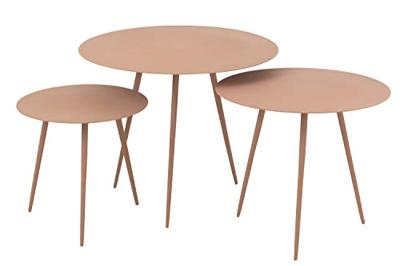 J-Line bijzettafel - ijzer - oud roze - set van 3 J-Line bijzettafel - ijzer - oud roze - set van 3