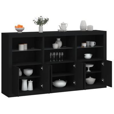 Dressoir met LED-verlichting 181,5x37x100 cm zwart