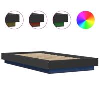 Bedframe met LED-verlichting bewerkt hout zwart 90x200 cm - thumbnail