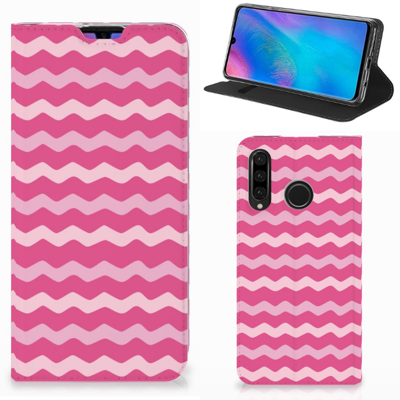 Huawei P30 Lite New Edition | Hoesje met Magneet | Waves Pink Huawei P30 Lite New Edition | Hoesje met Magneet | Waves Pink