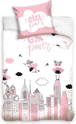 Girl Power dekbedovertrek skyline 140 x 200 cm - 70 x 80 cm - Katoen Girl Power dekbedovertrek skyline 140 x 200 cm - 70 x 80 cm - Katoen