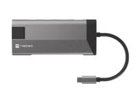 Natec MULTIPORT Fowler Plus USB-C-HUB USB 3.0 3X HDMI 4K USB-C PD RJ45 SD Micro SD - thumbnail