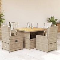 5-delige Tuinset met kussens poly rattan beige - thumbnail