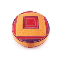 Yogi & Yogini Meditatiekussen Rond Katoen Oranje - Patroon Rood - 33 x 17 cm - thumbnail