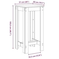 Bartafel 51x50x103,5 cm bewerkt hout bruin eikenkleurig - thumbnail