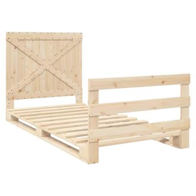 Bedframe met hoofdbord massief grenenhout 100x200 cm