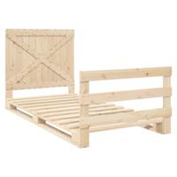 Bedframe met hoofdbord massief grenenhout 100x200 cm - thumbnail
