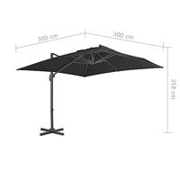 Zweefparasol met aluminium paal 3x3 m zwart - thumbnail