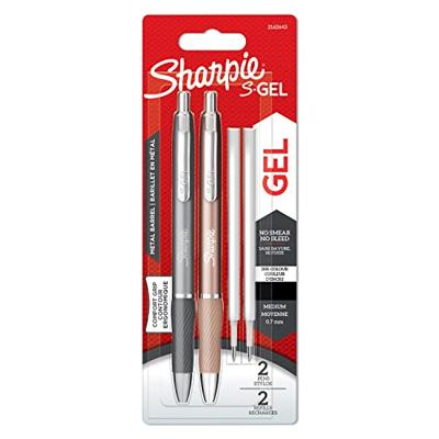 Sharpie S-gel roller, medium punt, zwarte inkt, blister van 2 stuks in metallic kleuren met 2 vullingen Sharpie S-gel roller, medium punt, zwarte inkt, blister van 2 stuks in metallic kleuren met 2 vullingen