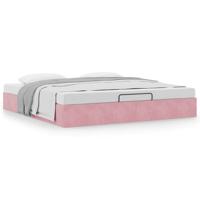 Ottoman bedframe zonder matras 160x200 cm fluweel roze - thumbnail