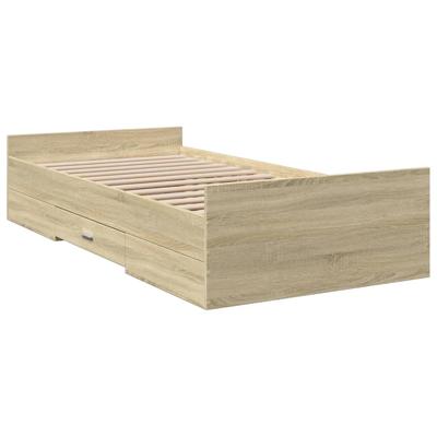 Bedframe met lades bewerkt hout sonoma eikenkleurig 100x200 cm - thumbnail