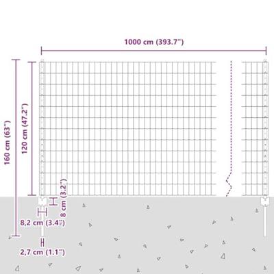 VidaXL Hek met paal groen 1,2 x 10 m staal en pvc