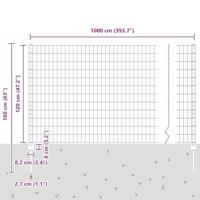 VidaXL Hek met paal groen 1,2 x 10 m staal en pvc - thumbnail