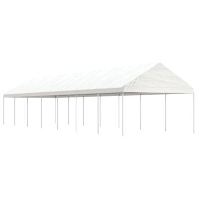 Prieel met dak 15,61x4,08x3,22 m polyetheen wit