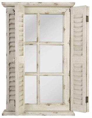 Clayre & Eef Spiegel 46x71 cm Wit Hout Rechthoek Grote Spiegel