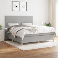 Boxspring met matras stof lichtgrijs 180x200 cm - thumbnail