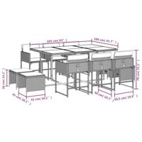 11-delige Tuinset met kussens poly rattan lichtgrijs - thumbnail