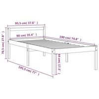 Seniorenbed massief grenenhout wasbruin 90x190 cm - thumbnail