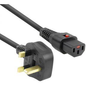ACT Netsnoer UK male - C13 IEC Lock zwart 2 m, PC980, 5-Pack