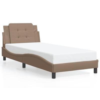 Bedframe met LED-verlichting kunstleer cappuccino 100x200 cm
