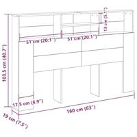 Hoofdeinde kas Zwart eiken 160 x 19 x 103.5 cm Geengineerd hout - thumbnail