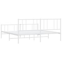 Bedframe met hoofd- en voeteneinde metaal wit 193x203 cm - thumbnail