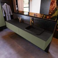 Badkamermeubelset Mondiaz Erin 200 cm met 2 Lades met RIDGE Wastafel Rechts Urban met 1 kraangat Greeploos Mat Army - thumbnail