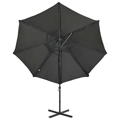 Zweefparasol met paal en LED-verlichting 300 cm antracietkleur Zweefparasol met paal en LED-verlichting 300 cm antracietkleur