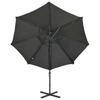 VidaXL Zweefparasol met paal en led-verlichting 300 cm antracietkleur - thumbnail
