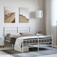 Bedframe met hoofd- en voeteneinde metaal wit 150x200 cm - thumbnail