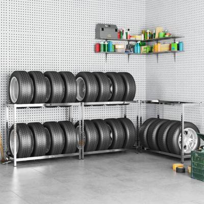VidaXL Bandenrekken 2-laags 3 st 110x40x110 cm staal zilverkleurig VidaXL Bandenrekken 2-laags 3 st 110x40x110 cm staal zilverkleurig