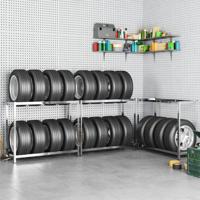 VidaXL Bandenrekken 2-laags 3 st 110x40x110 cm staal zilverkleurig - thumbnail